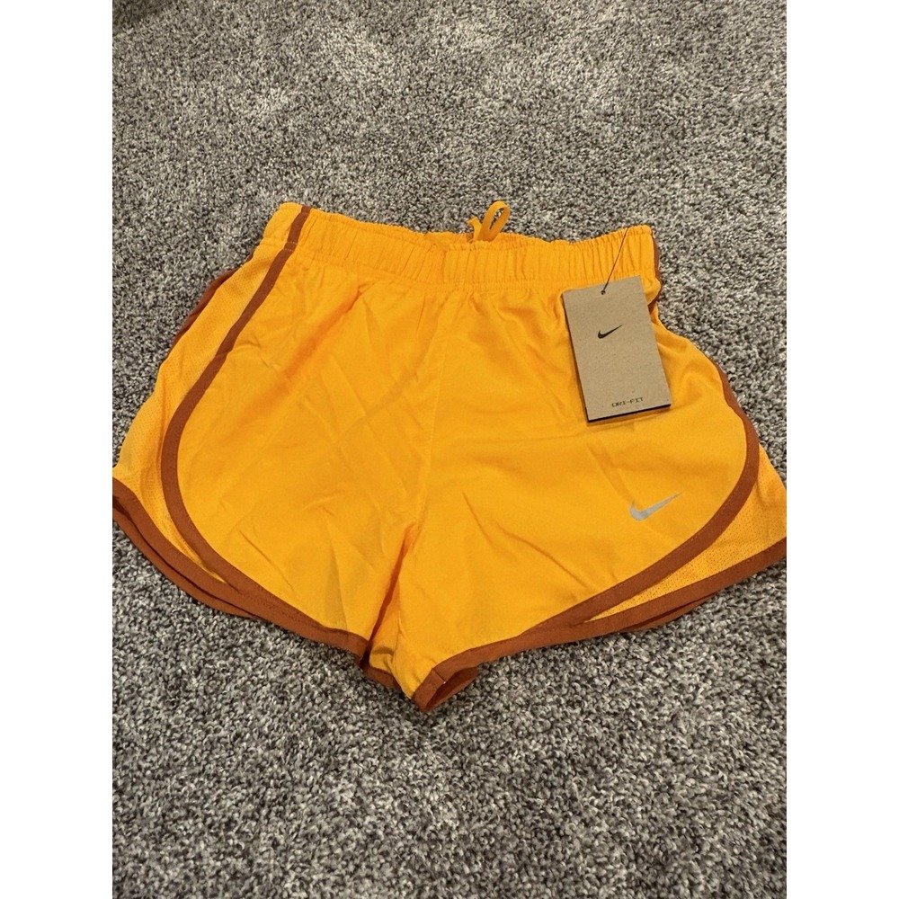 Nike Womens Dri-FIT Tempo Running Shorts Yellow Orange CU8890-717 Size XS NWT‎
